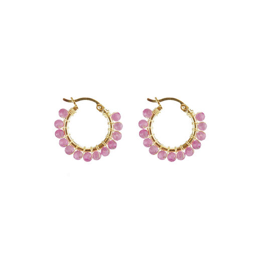 Pink tourmaline beads hoop earrings by Mounir